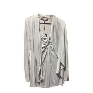 Coupe Collection Elegant Gray Drape Front Blouse